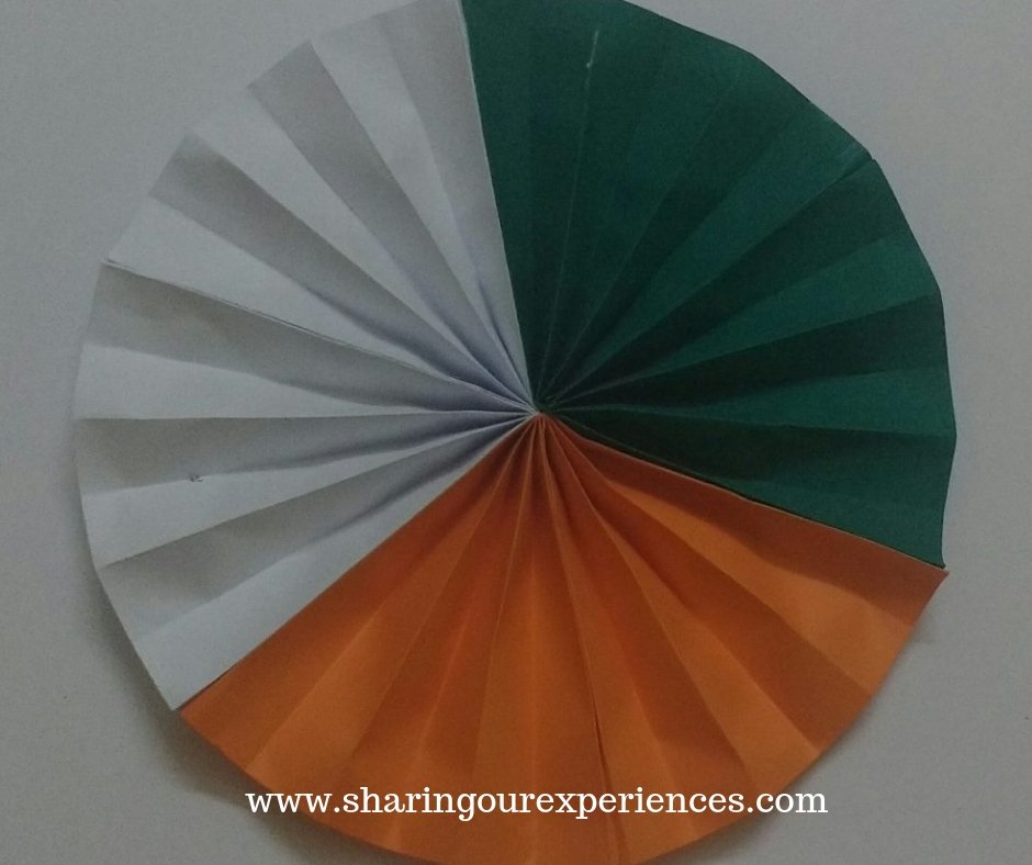 tricolor badge or flower with paper. How to make Tricolor paper flower craft with. Best out of waste crafts and decorations for Independence day or Republic day