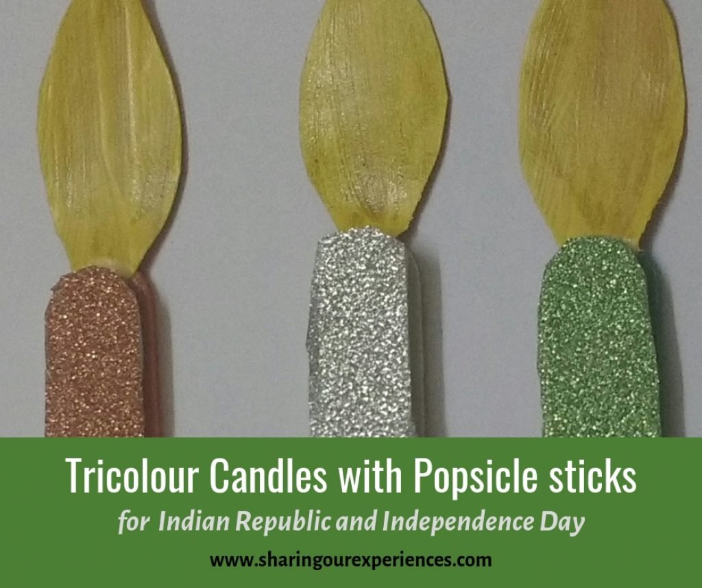 Tricolour Candles with popsicle sticks