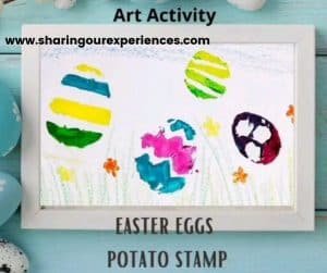 Easter egg potato stamp activity fpr toddler, preschooler and kindergarten . easy and fun craft to engage kids 