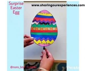 Surpise Easter egg craft for toddler, preschooler and kindergarten. fun activity to play and prop for story time.