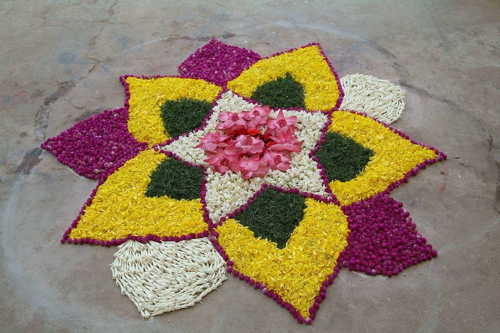 Flower Rangoli designs Dussehra Diwali Indian festivals