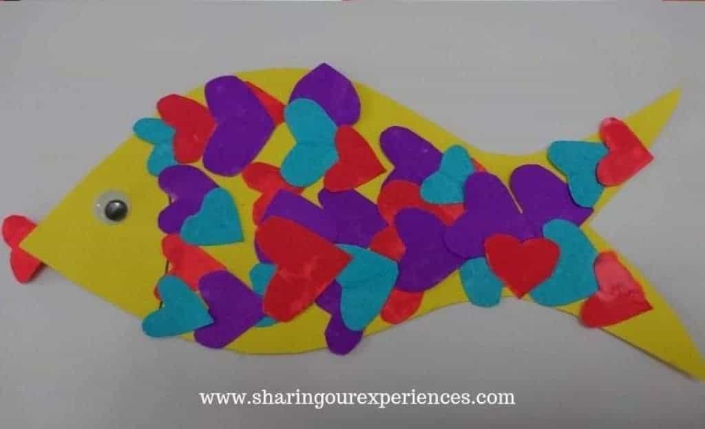 Colourful Fish using Hearts - Cut and Paste Activity For Kids - Sharing ...