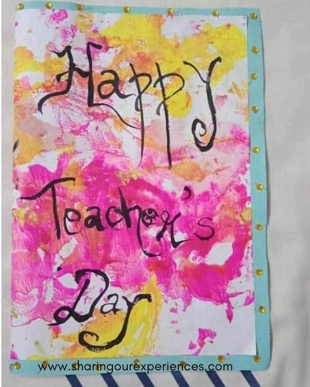 Teachers day card with Dab dab painting