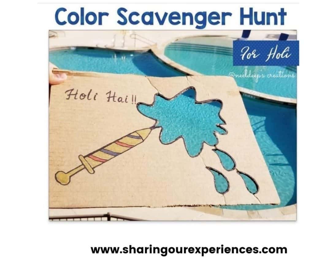 easy color Hunt activity for nursery, preschooler and toddler. Holi Theme activity for all season 