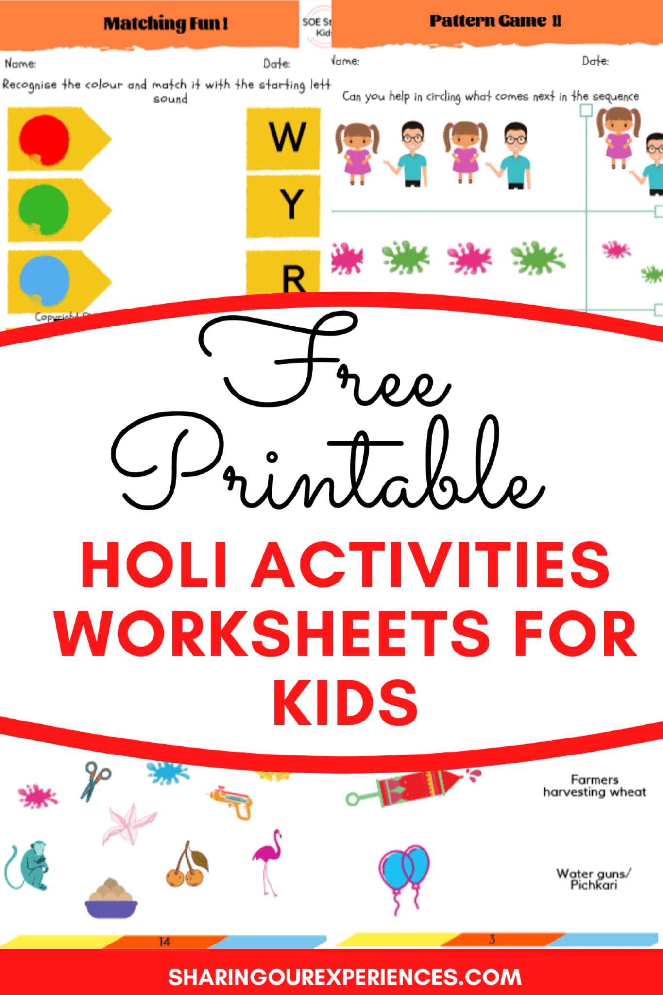 Fun Holi Crafts and Activities for kids - Download Free Holi printables