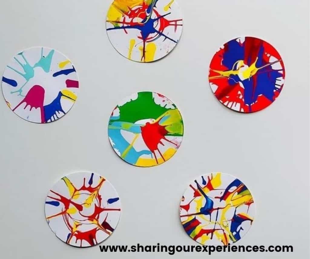 spin art colorful spring craft activity for toddlers, preschoolers and kindergartens. Perfect theme activity for spring season 