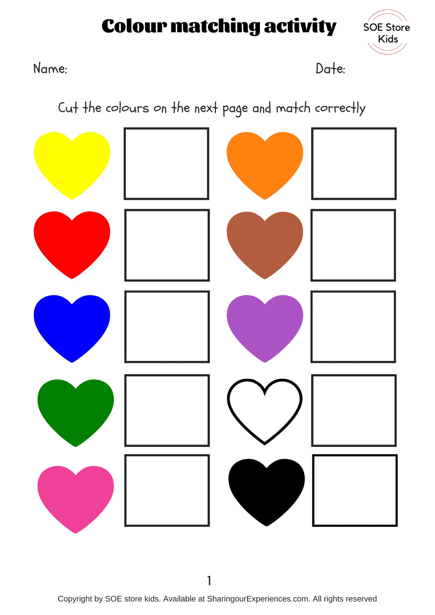 Colour Matching Printable Activity