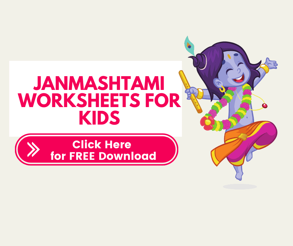 FREE Janmashtmi worksheets and activities for toddlers, preschoolers and nursery kids