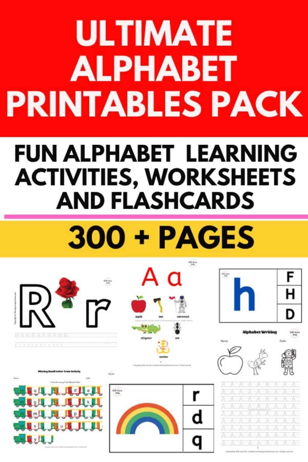 Alphabet activities worksheets flashcards printable pack (PDF version ...