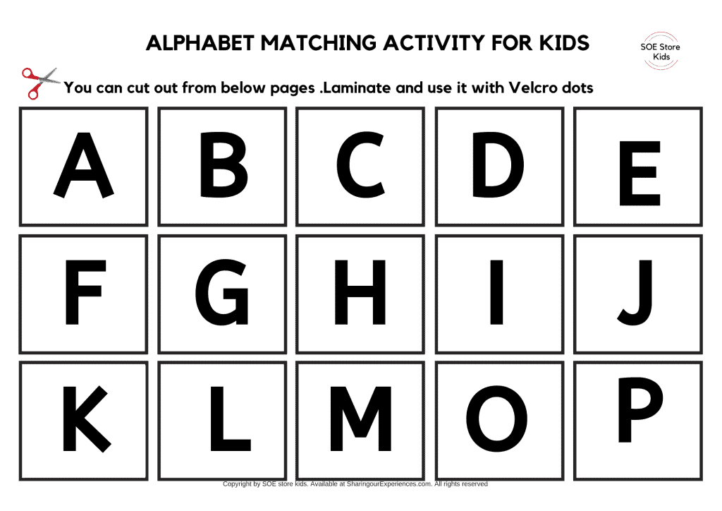 Free Printable Alphabet Matching worksheets for toddlers (Upper case