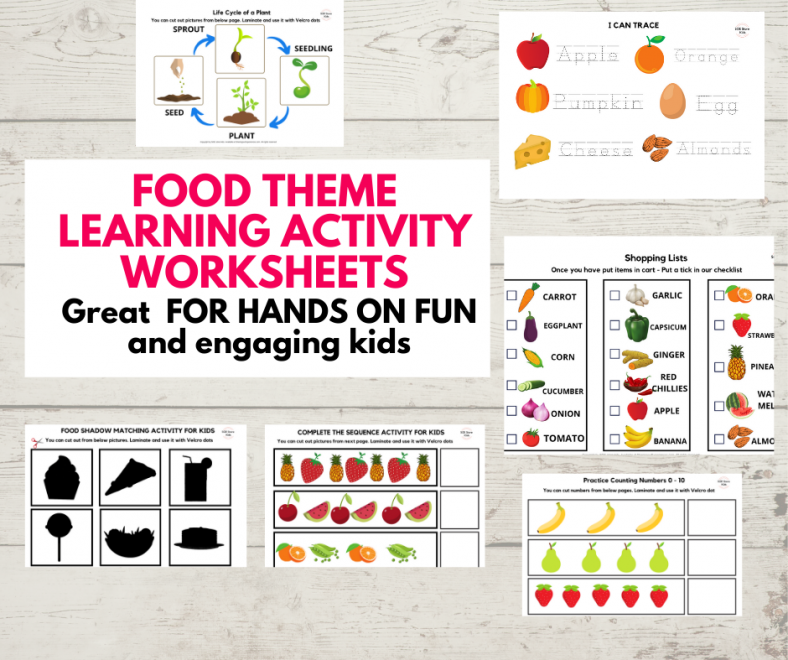 Food themed activities for toddlers preschoolers printable pack pdf ...