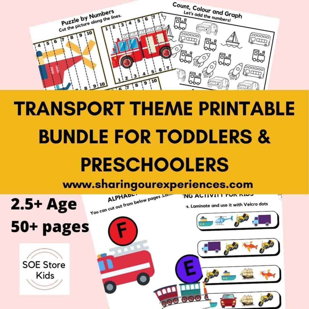 Transport Theme Printable Bundle for Toddlers & Preschoolers