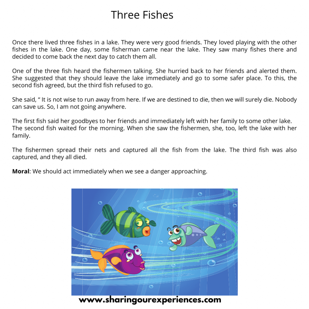 Famous Moral Stories For Kids- Three Fishes.
