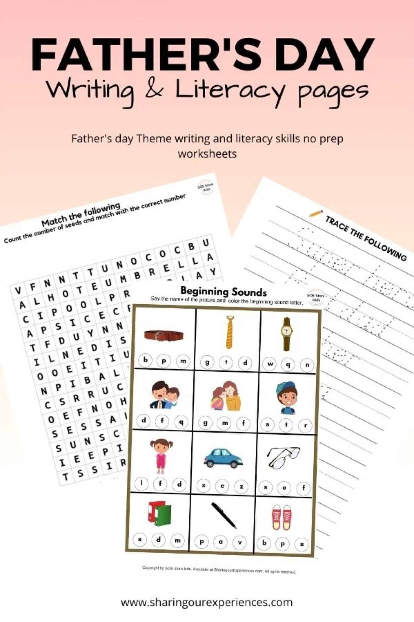 Father's Day Printable Worksheets for kids | Sharing Our Experiences