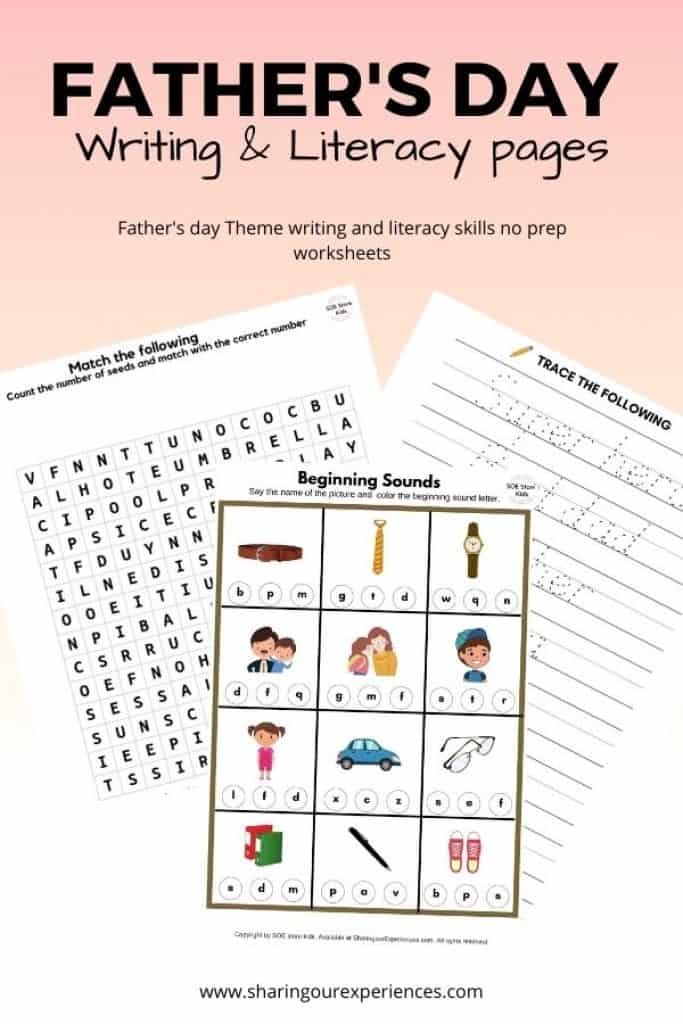 fathers day printable worksheets for kids sharing our experiences