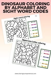 Dinosaur coloring by Alphabet and sight word codes