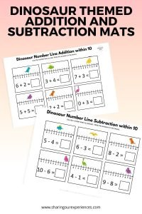 Dinosaur themed addition and subtraction mats