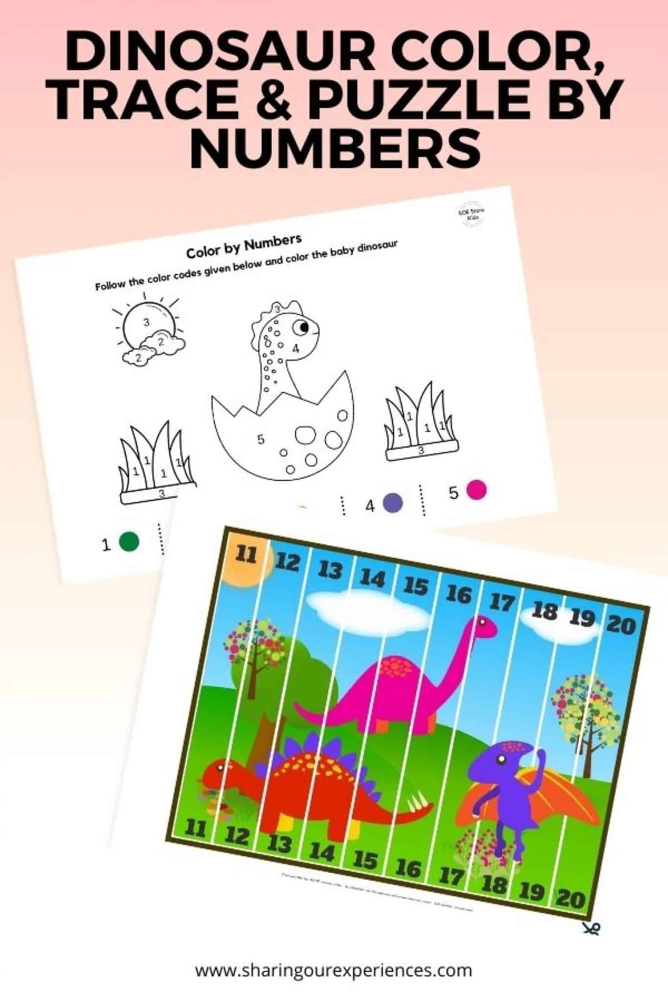 Dinosaur Worksheet Printable Pack for Toddlers, Preschoolers and