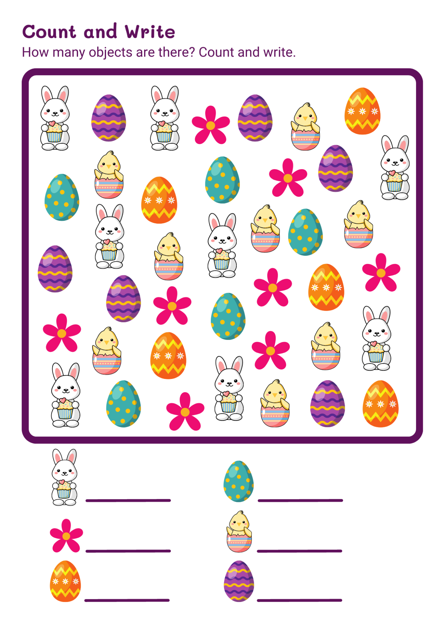 Free Printable Easter Counting Worksheet for Children