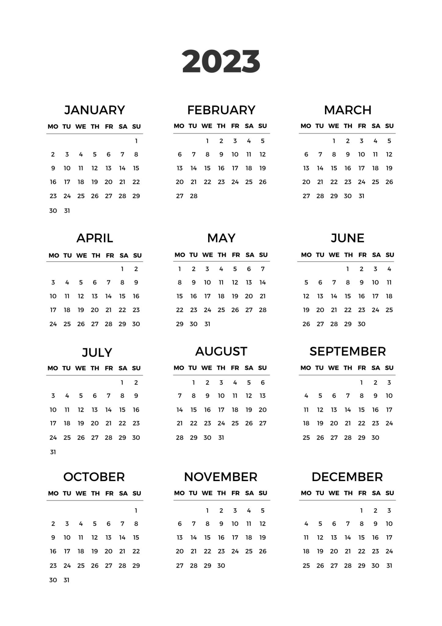 Get Organized with a Free 2023 Calendar Printable PDF